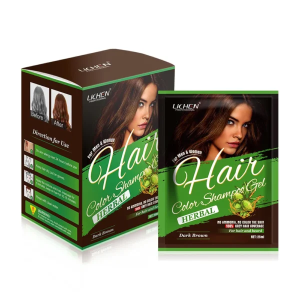 Instant Hair Color Gel Shampoo – Sachet Pack for Quick, Natural Coloring